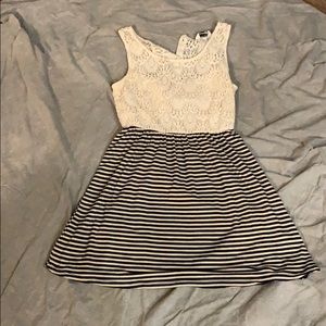 White top and pattern bottom dress Peak a boo back